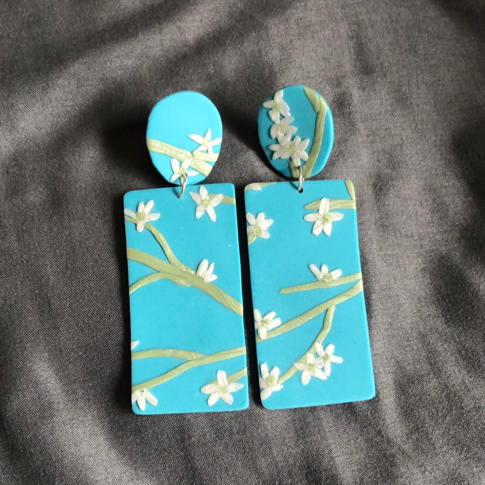 NEW van gogh almond blossoms inspired earrings